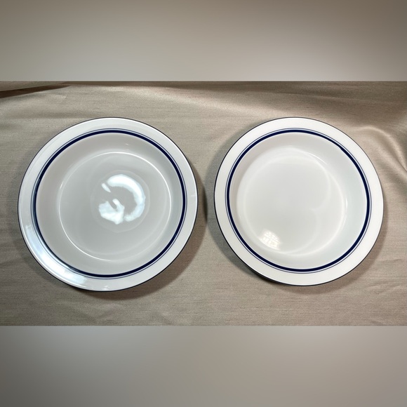 Dansk Bistro Christianhavn Blue & White 8” Rim Soup Bowls Set of 2 - Picture 1 of 5